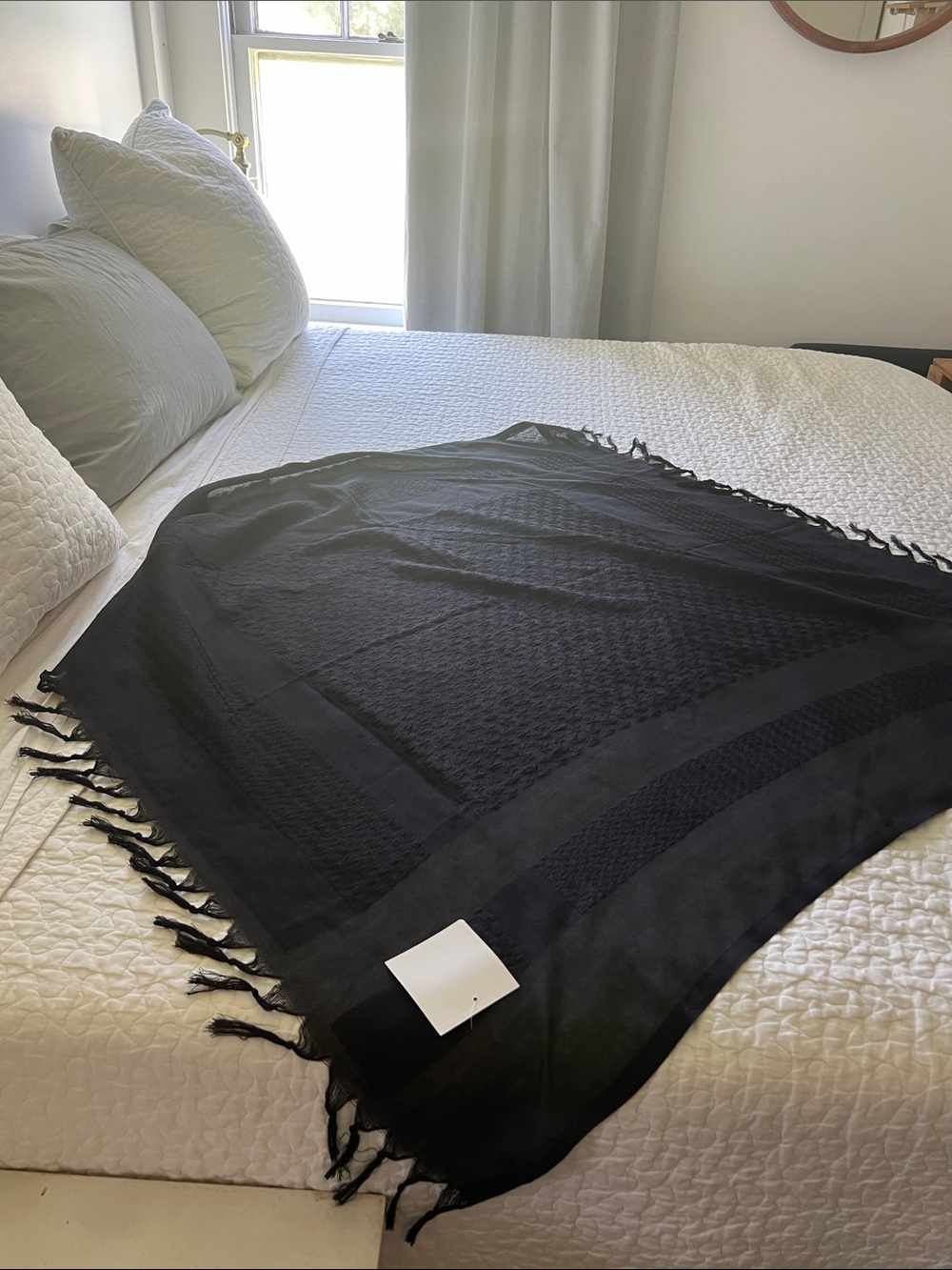 Black Cotton Shemagh Scarf - Home Accent